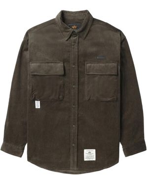 Alpha Industries Overhemd Met Ribfluwelen Zak - Grijs