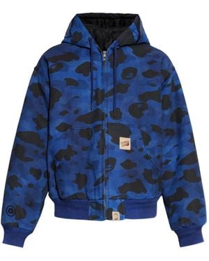 A Bathing Ape Camouflage-Print Hooded Jacket - Blue