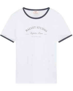 Repetto Camiseta de dos tonos con cuello redondo - Blanco