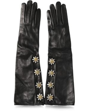 Dolce & Gabbana Crystal-Embellished Gloves - Black
