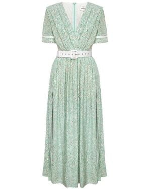 POST MERIDIEM Side-Split Midi Dress - Green