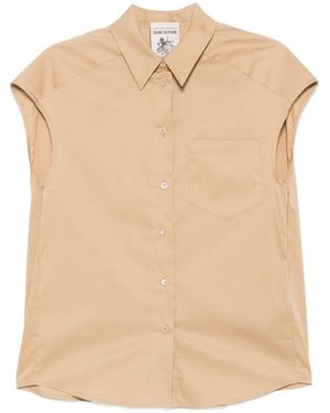 Semicouture Lottie Cap-Sleeve Button-Down Shirt - Natural
