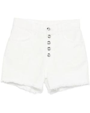 Dondup Button-Fastening Frayed Shorts - White