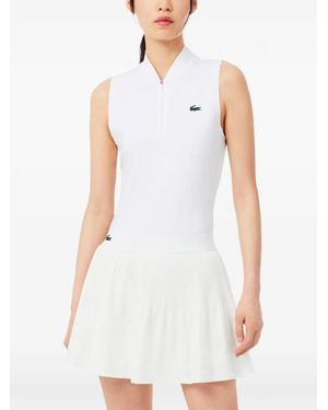 Lacoste Zip Sleeveless Sports Top - White