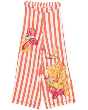 FARM Rio Striped Palazzo Trousers - White