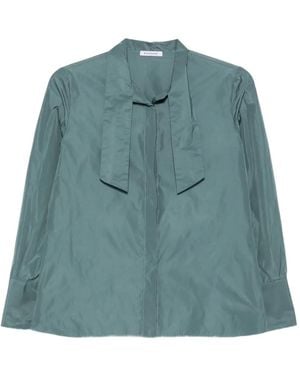 ROSSO35 Blouse Met Strikkraag En Lange Mouwen - Groen