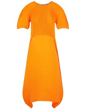 Melitta Baumeister Pleated Curved-Hem Dress - Orange