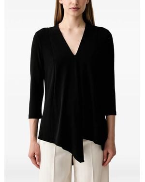 Joseph Ribkoff Asymmetric V-Neck Top - Black