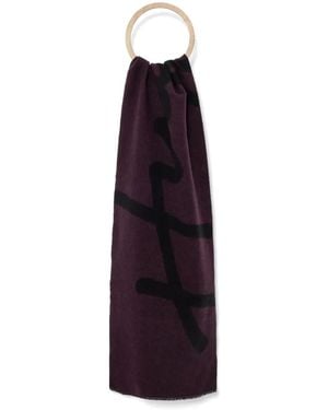 HUGO Logo-Intarsia Scarf - Purple