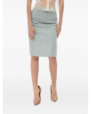 Off-White c/o Virgil Abloh Herringbone-Pattern Pencil Midi Skirt - Green