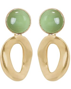 Atelier Mon Cats Eye Oval Earrings - Green