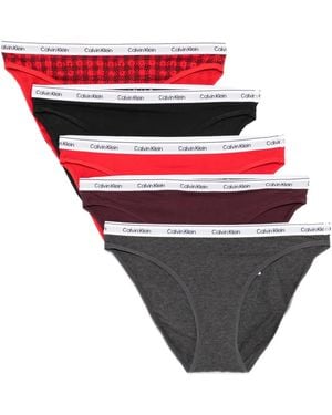 Calvin Klein Logo-Waistband Briefs (Pack Of Five) - Red