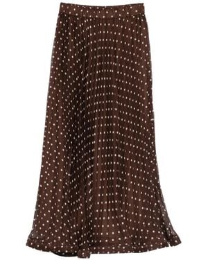 P.A.R.O.S.H. Polka-Dot Pleated Maxi Skirt - Brown