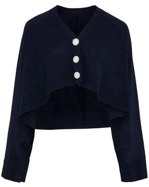 Enfold Umbrella Cropped Cardigan - Blue