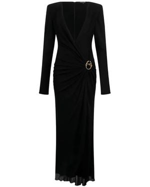 Roberto Cavalli Draped Long Dress - Black