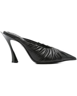 Mugler 95Mm Fang Pleated Pointed-Toe Mules - Black