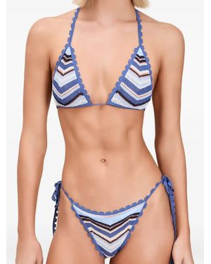 Devon Windsor Chevron-Knit Crochet Bikini - Blue