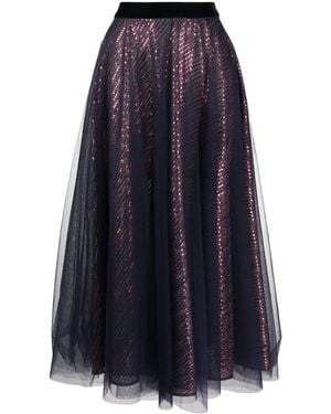 Talbot Runhof Bayadere Sequined Midi Skirt - Blue