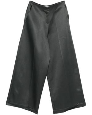 Psophia Satin Wide-Leg Pants - Gray