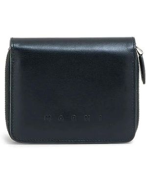 Marni Logo-Embossed Leather Wallet - Blue