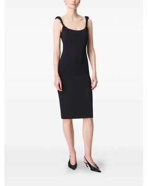 Another Tomorrow Twist-Strap Midi Dress - Black