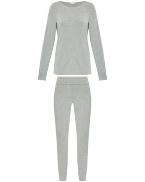 Hanro Mélange-Effect Pyjama Set - Grey