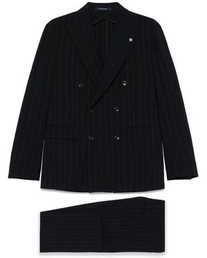 Tagliatore Pinstriped Suit - Black