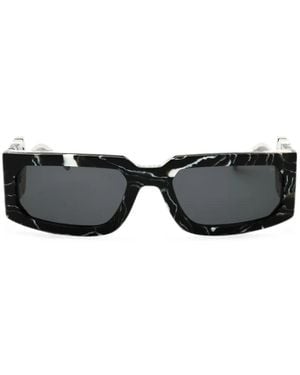 Philipp Plein Marble-Pattern Rectangle-Frame Sunglasses - Black
