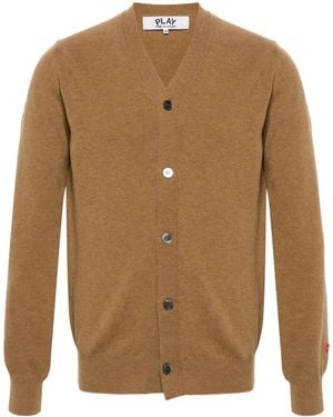 COMME DES GARÇONS PLAY Heart-Patch Wool Cardigan - Brown