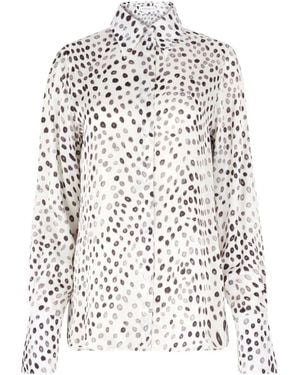 Nina Ricci Polka-Dot Bell-Cuffs Shirt - White