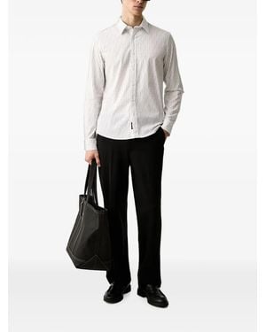 Michael Kors Logo Pinstripe Stretch Cotton Shirt - White