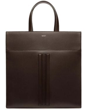 Bally Leren Shopper Met Logoprint - Bruin