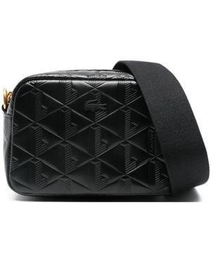 Lacoste Small Maheki Embossed Shoulder Bag - Black