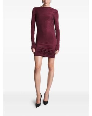 ANDAMANE Open Back Ruched Dress - Red