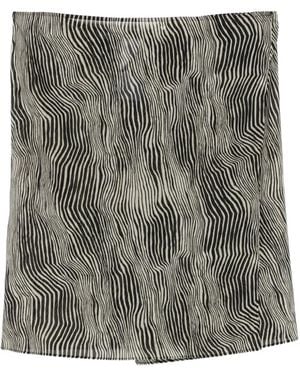 St. Agni Savannah Zebra-Pattern Wrap Mini Skirt - Grey