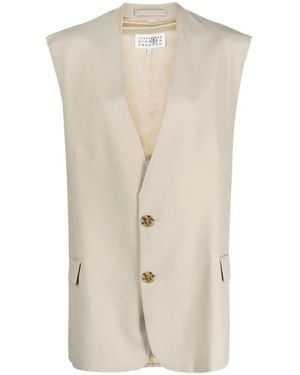 MM6 by Maison Margiela Single-Breasted Tailored Vest - Natural