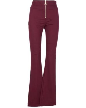 Patrizia Pepe Logo Front-Zip Pants - Red