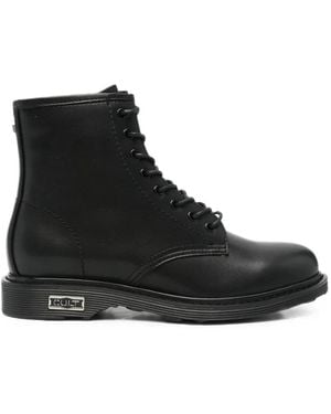 Cult Sabbath Lace-Up Leather Ankle Boots - Black