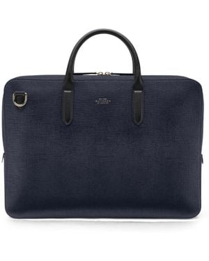 Smythson Panama Slim Briefcase - Blue