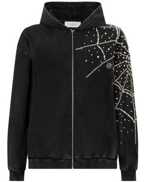 Philipp Plein Hoodie Met Rits - Zwart