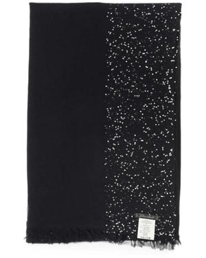 Faliero Sarti Sequin-Embellished Fringed Scarf - Black