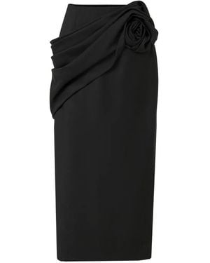 Carolina Herrera Rosette-Detail Draped Midi Skirt - Black