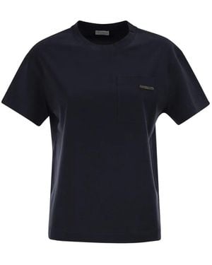 Brunello Cucinelli Chest-Pocket Round-Neck T-Shirt - Blue