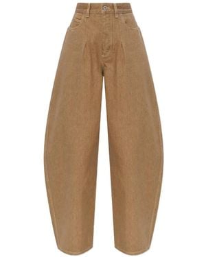 Jacquemus Pleat-Detail Wide-Leg Denim Jeans - Natural