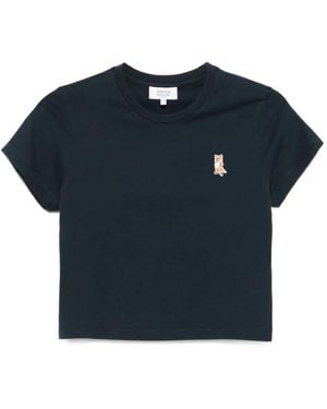 Maison Kitsuné Cropped-Top mit Lady Fox Baby-Stickerei - Blau