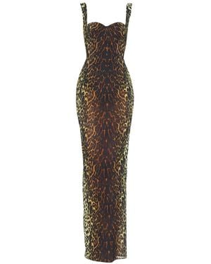Alex Perry Robe À Imprimé Léopard - Marron
