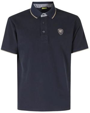 Blauer Logo-Patch Tipped Polo Shirt - Blue