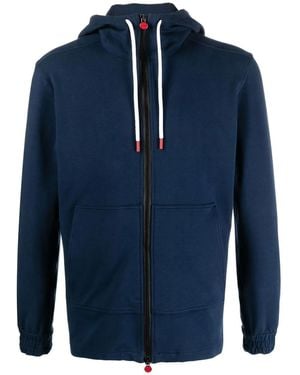 Kiton Drawstring-Hood Zip-Up Hoodie - Blue
