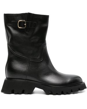 Santoni Zip-Up Ankle Leather Boots - Black