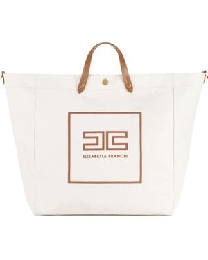 Elisabetta Franchi キャンバス ハンドバッグ - ホワイト